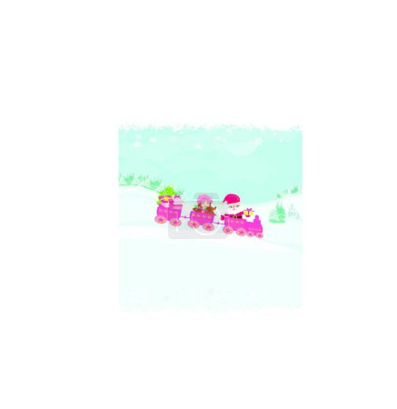 Illustration for Santa Christmas Train, graphic vector background - Royalty Free Image
