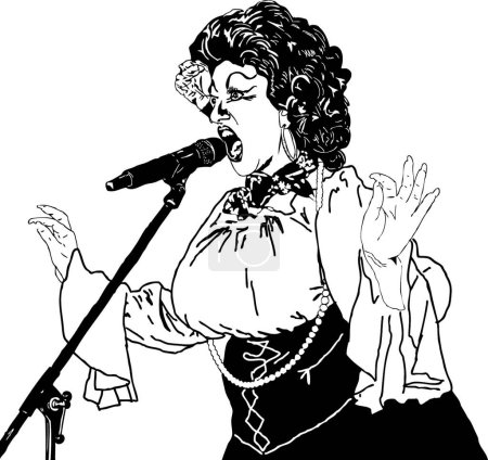 Ilustración de Cantante con micrófono, vector gráfico de fondo - Imagen libre de derechos