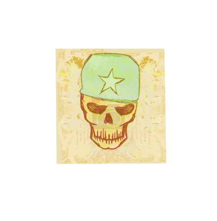 Illustration for War grunge skull, graphic vector background - Royalty Free Image