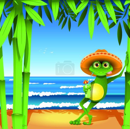 Illustration for Frog cartoon character, vector illustration - Royalty Free Image
