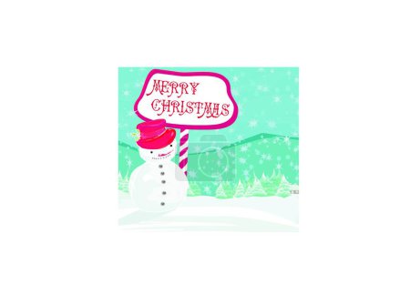 Illustration for Happy snowman card, graphic vector background - Royalty Free Image