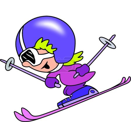 Téléchargez les illustrations : Illustration vectorielle ski fille - en licence libre de droit