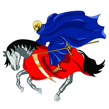 Illustration for Equestrian of the Apocalypse. Death, graphic vector background - Royalty Free Image