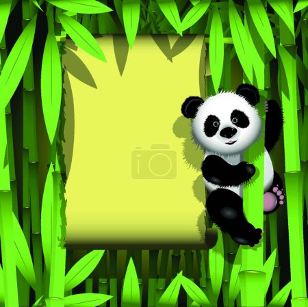 Ilustración de Panda en la selva, vector gráfico de fondo - Imagen libre de derechos