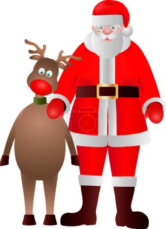 Illustration for Santa Claus and Reindeer, graphic vector background - Royalty Free Image