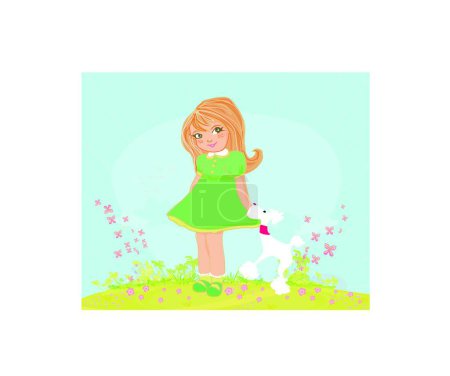 Illustration for Sweet girl and her puppy - Royalty Free Image