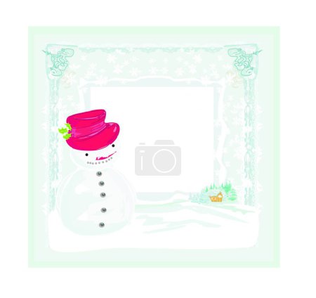Illustration for Happy snowman card, graphic vector background - Royalty Free Image