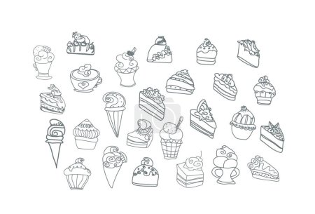 Téléchargez les illustrations : Fond de dessert doux, illustration vectorielle - en licence libre de droit