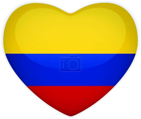 Téléchargez les illustrations : "Colombie drapeau coeur bouton brillant
" - en licence libre de droit