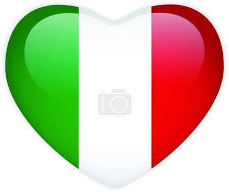 Illustration for "Italy Flag Heart Glossy Button" - Royalty Free Image