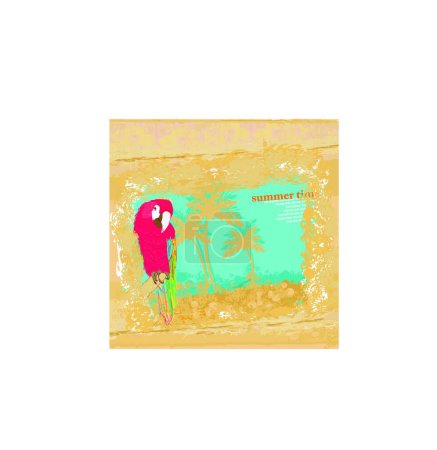 Téléchargez les illustrations : Oiseau perroquet coloré assis sur la perche - en licence libre de droit