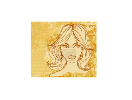 Illustration for Abstract Beautiful Woman Portrait - retro card - Royalty Free Image