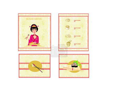 Ilustración de Plantilla de menú tradicional japonés menú conjunto - Imagen libre de derechos