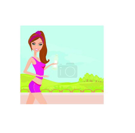 Ilustración de Jogging chica en verano moderno vector de ilustración - Imagen libre de derechos