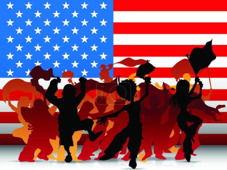 Illustration for "USA Sport Fan Crowd with Flag" - Royalty Free Image
