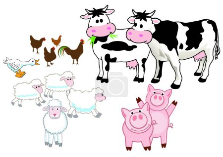 Ilustración de Animales de granja, vector gráfico de fondo - Imagen libre de derechos
