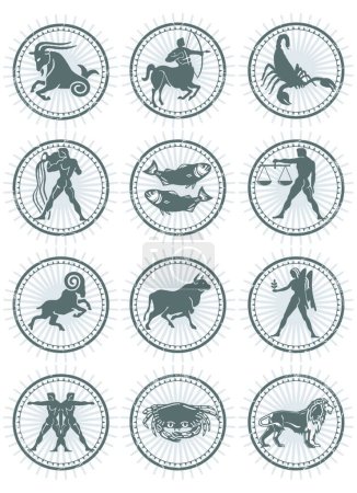 Téléchargez les illustrations : "Illustration vectorielle du Timbre du Zodiaque - en licence libre de droit