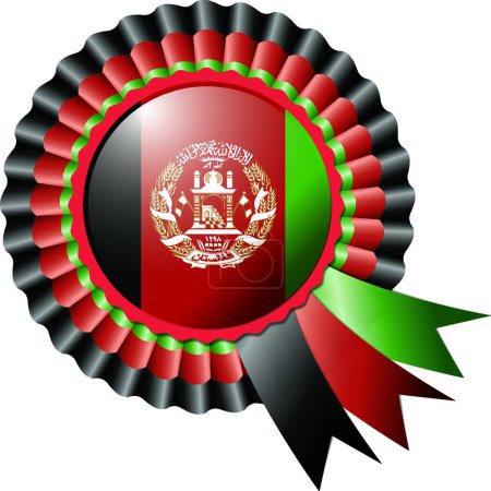 Téléchargez les illustrations : "Illustration vectorielle drapeau rosette Afghanistan" - en licence libre de droit