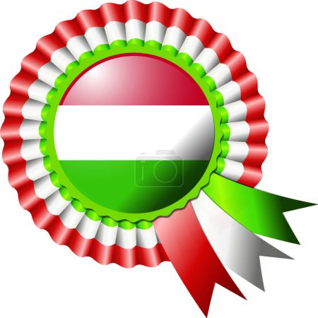 Téléchargez les illustrations : "Hongrie rosette drapeau vecteur illustration" - en licence libre de droit