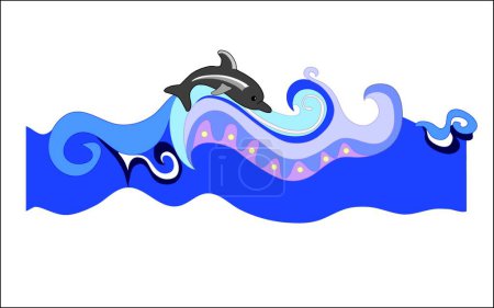 Illustration for Dolphin, graphic vector background - Royalty Free Image