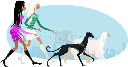 Illustration for Walking dogs vector illustration - Royalty Free Image