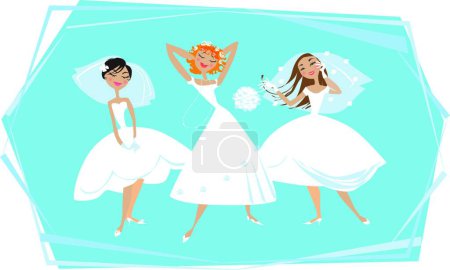 Illustration for Happy brides, graphic vector illustration - Royalty Free Image