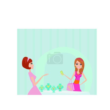 Illustration for Girl and jewellerys modern vector illustration - Royalty Free Image