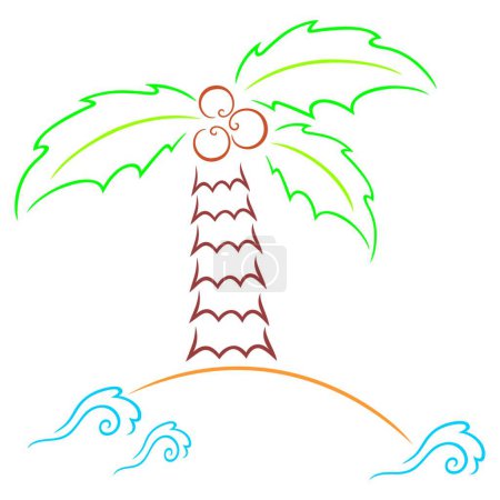 Téléchargez les illustrations : Palm at island, simple vector illustration - en licence libre de droit