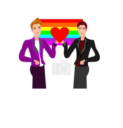 Téléchargez les illustrations : Couple gay, illustration vectorielle graphique - en licence libre de droit