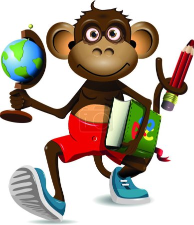 Illustration for Monkey student, graphic vector illustration - Royalty Free Image