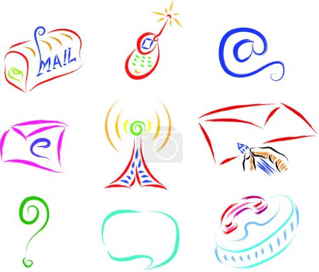 Téléchargez les illustrations : Icônes de communication illustration vectorielle - en licence libre de droit