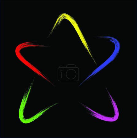 Ilustración de Doodle colorful star on black background - Imagen libre de derechos