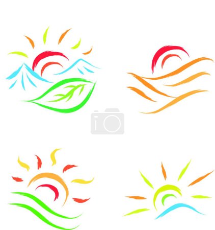 Ilustración de Sol logotipo conjunto vector ilustración - Imagen libre de derechos