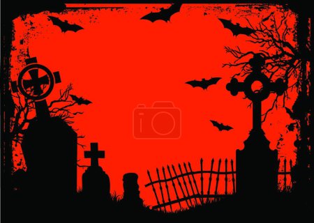 Illustration for Halloween cemetery, graphic vector illustration - Royalty Free Image