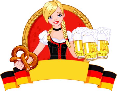 Téléchargez les illustrations : Oktoberfest girl design, illustration vectorielle graphique - en licence libre de droit