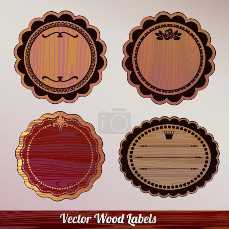 Ilustración de "Set etiquetas de madera retro vintage clásico" - Imagen libre de derechos
