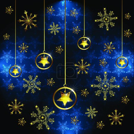 Ilustración de Copo de nieve y estrellas, ilustración vectorial gráfica - Imagen libre de derechos
