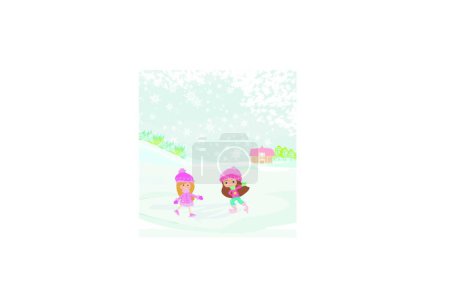 Ilustración de Chicas en patines vector ilustración - Imagen libre de derechos