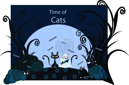 Ilustración de Tiempo de Gatos vector moderno ilustración - Imagen libre de derechos