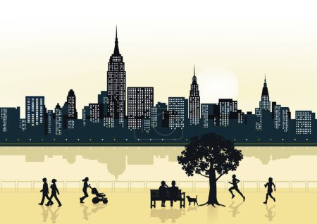 Téléchargez les illustrations : Gratte-ciel de ville illustration vectorielle moderne - en licence libre de droit