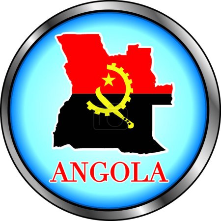 Ilustración de Angola ronda botón vector ilustración - Imagen libre de derechos