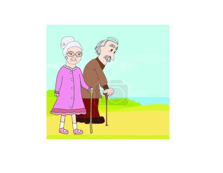 Illustration for Elderly couple, graphic vector illustration - Royalty Free Image