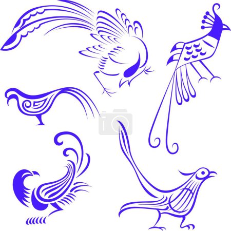 Téléchargez les illustrations : "symbole abstrait de tatouage d'oiseau phénix" - en licence libre de droit