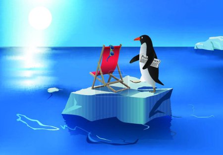Téléchargez les illustrations : "illustration vectorielle de bain de soleil pingouin" - en licence libre de droit