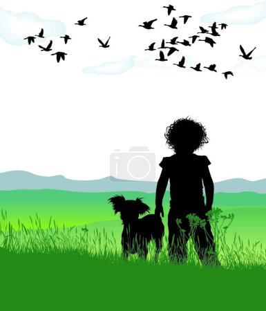Téléchargez les illustrations : Illustration vectorielle de chien fille évasée - en licence libre de droit