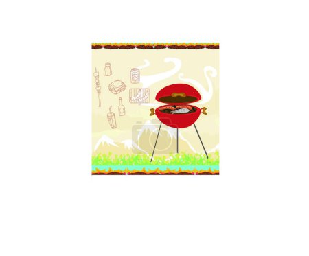 Téléchargez les illustrations : " Barbecue Party Invitation "illustration vectorielle - en licence libre de droit