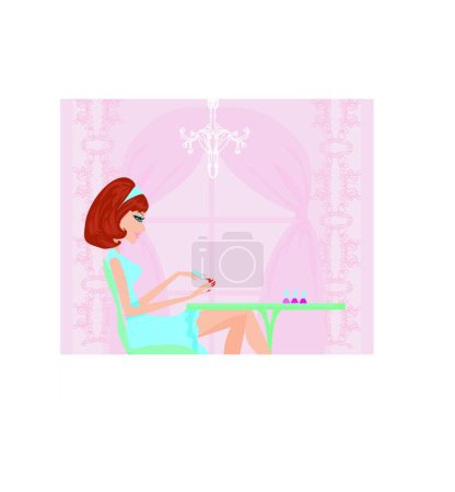 Ilustración de Señora manicura, ilustración vectorial gráfica - Imagen libre de derechos