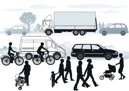 Ilustración de Tráfico por carretera, ilustración vectorial gráfica - Imagen libre de derechos