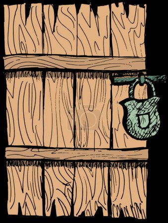 Ilustración de Puerta de madera vieja, ilustración gráfica del vector - Imagen libre de derechos