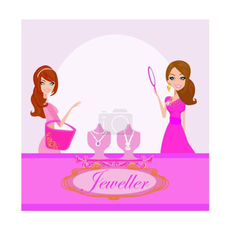 Illustration for Girls and jewelry  vector illustration - Royalty Free Image